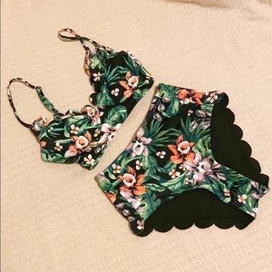 Tropical swimsuit swim top swim bottom